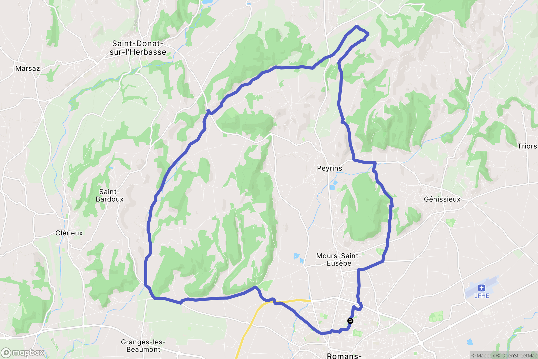 Romans-sur-Isère : carte du parcours de randonnée - France