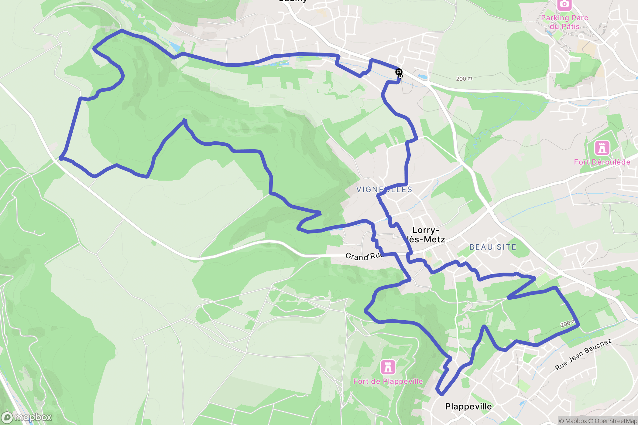 Saulny : carte du parcours de randonnée - France