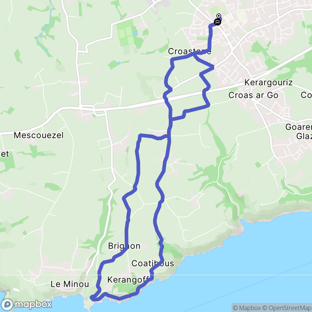 Plouzané : carte du parcours de randonnée - France