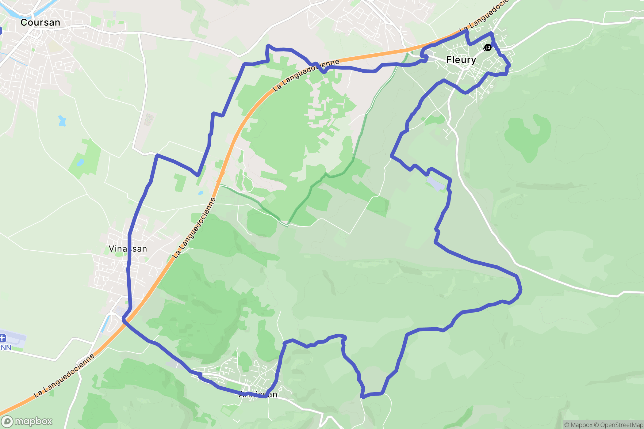 Fleury : carte du parcours de randonnée - France