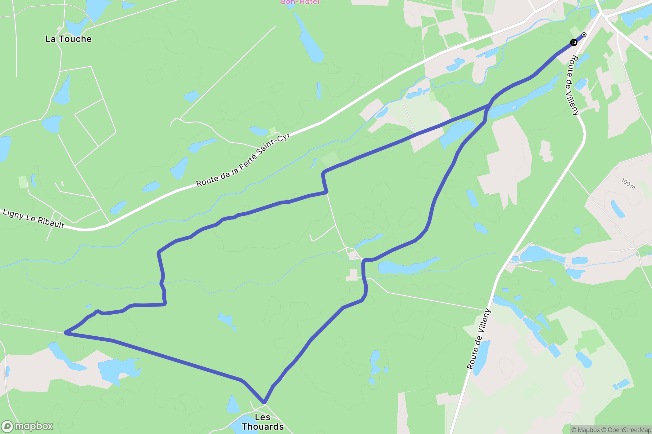 Ligny-le-Ribault : carte du parcours de randonnée - France