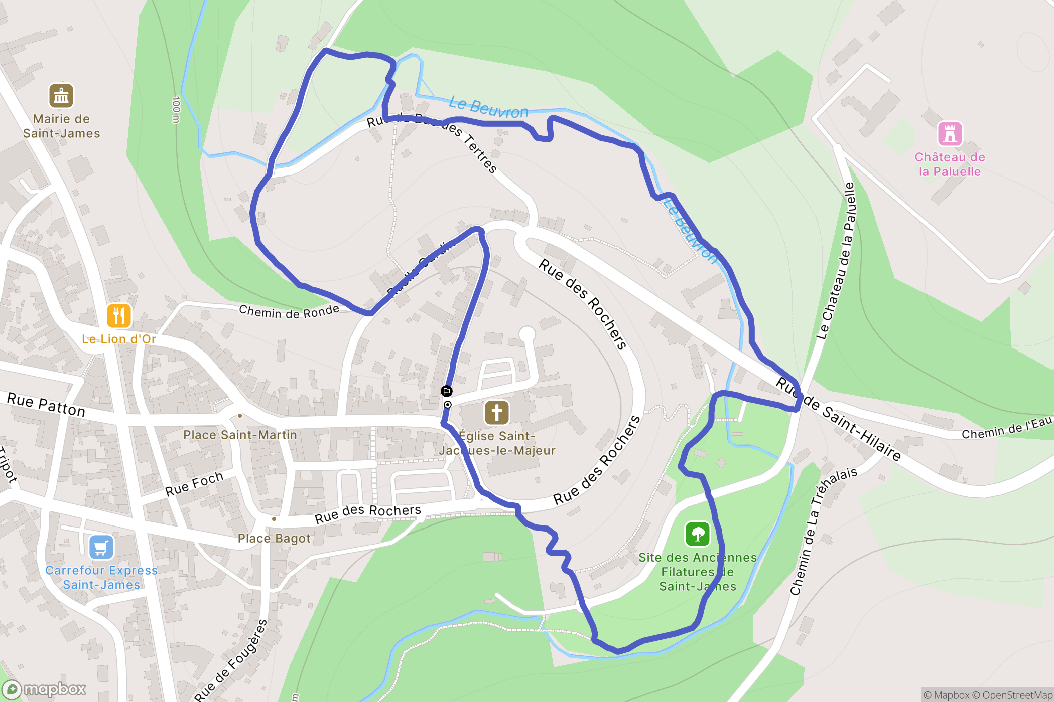 Saint-James : carte du parcours de randonnée - France
