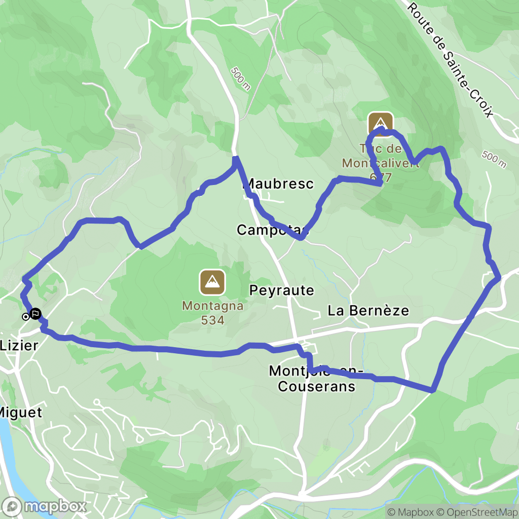 Saint-Lizier : carte du parcours de randonnée - France