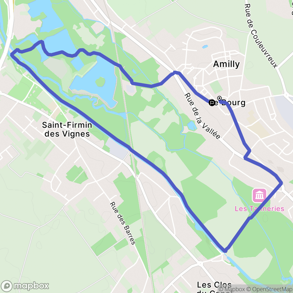 Amilly : carte du parcours de randonnée - France