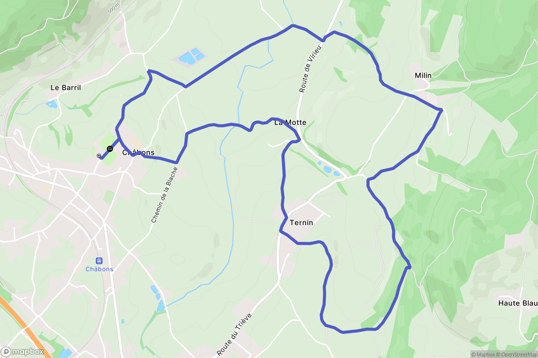 Châbons : carte du parcours de randonnée - France