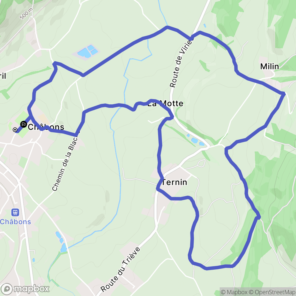 Châbons : carte du parcours de randonnée - France