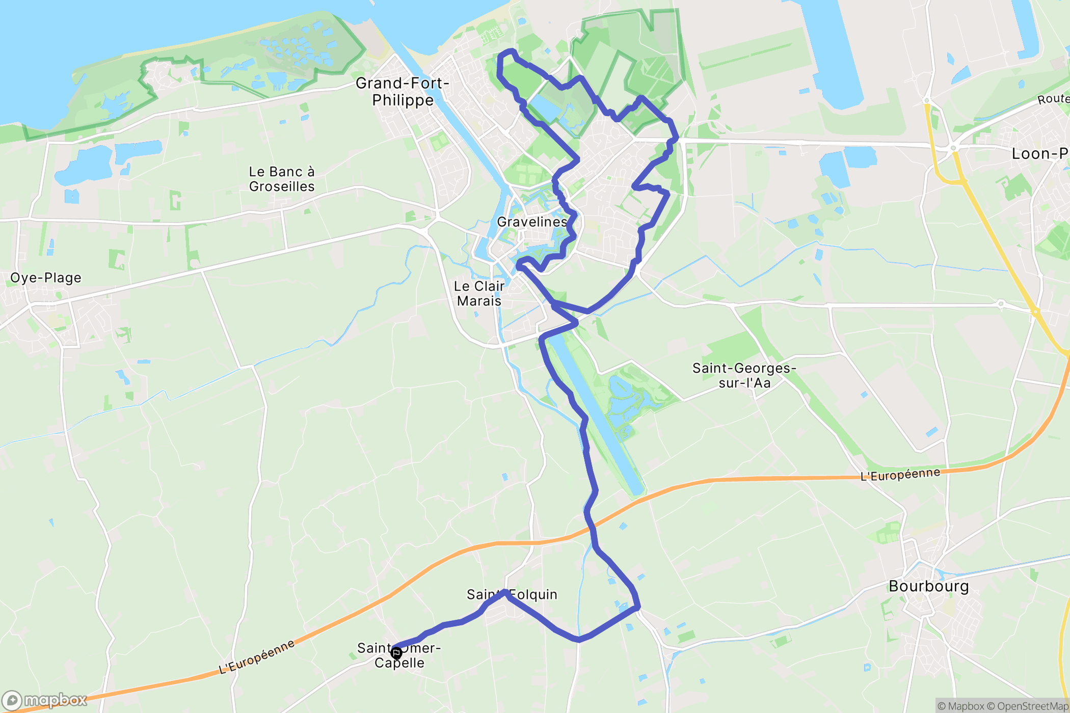 Saint-Omer-Capelle : carte du parcours de randonnée - France