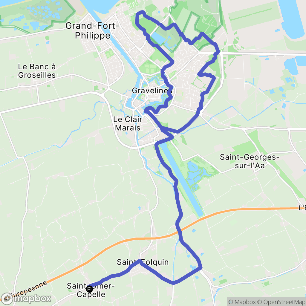 Saint-Omer-Capelle : carte du parcours de randonnée - France