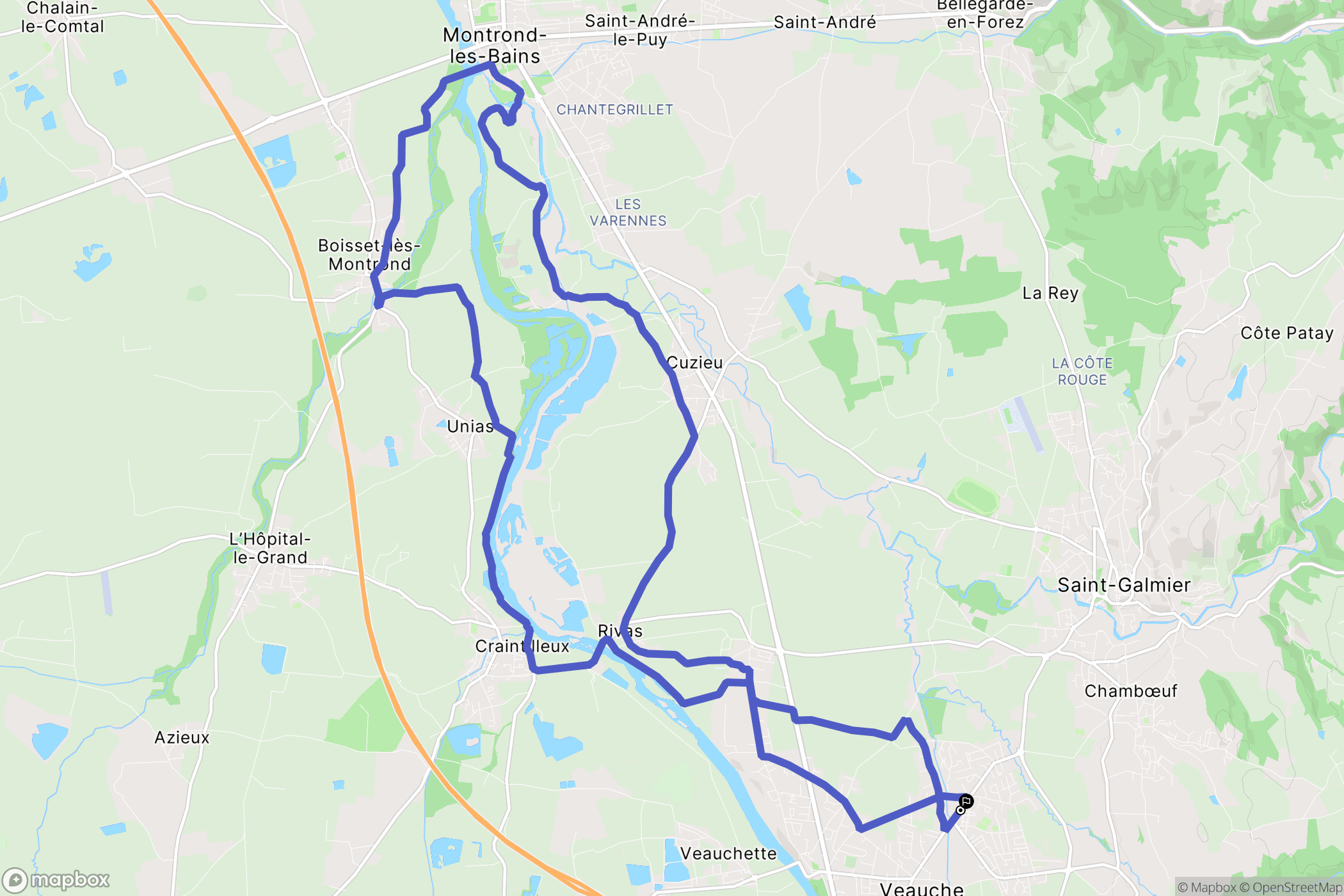 Veauche : carte du parcours de randonnée - France