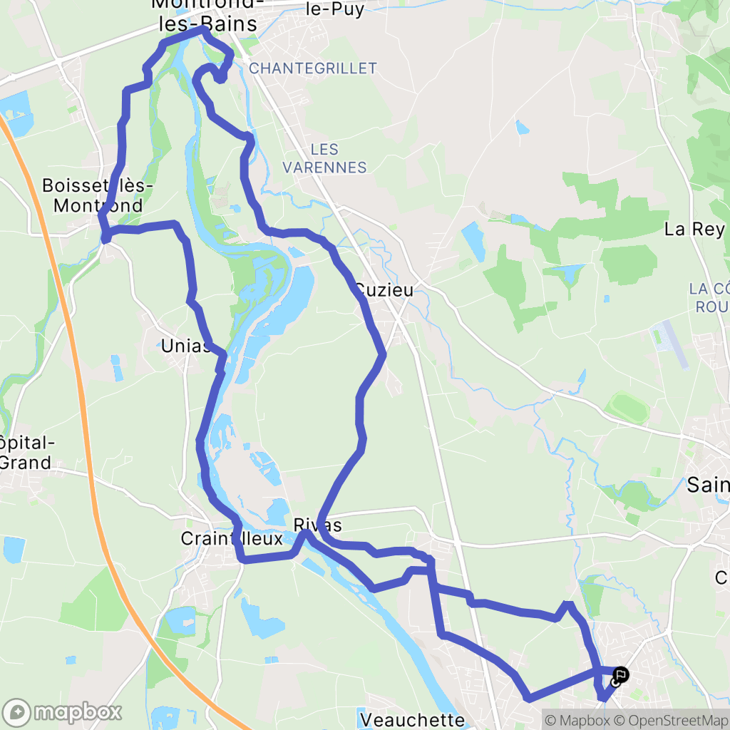 Veauche : carte du parcours de randonnée - France