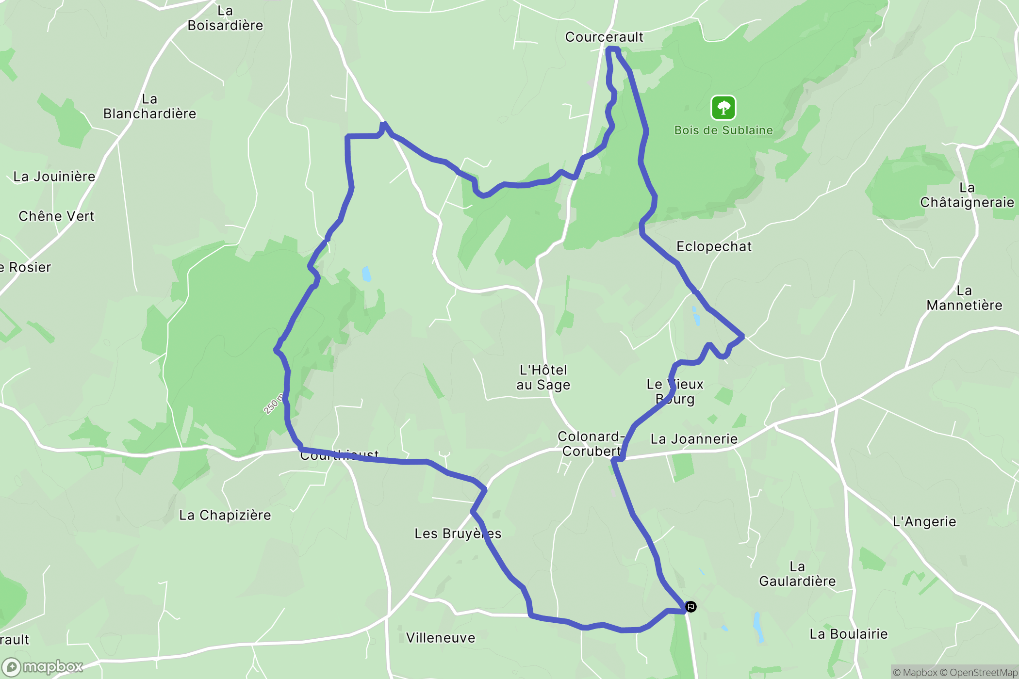Perche-en-Nocé : carte du parcours de randonnée - France