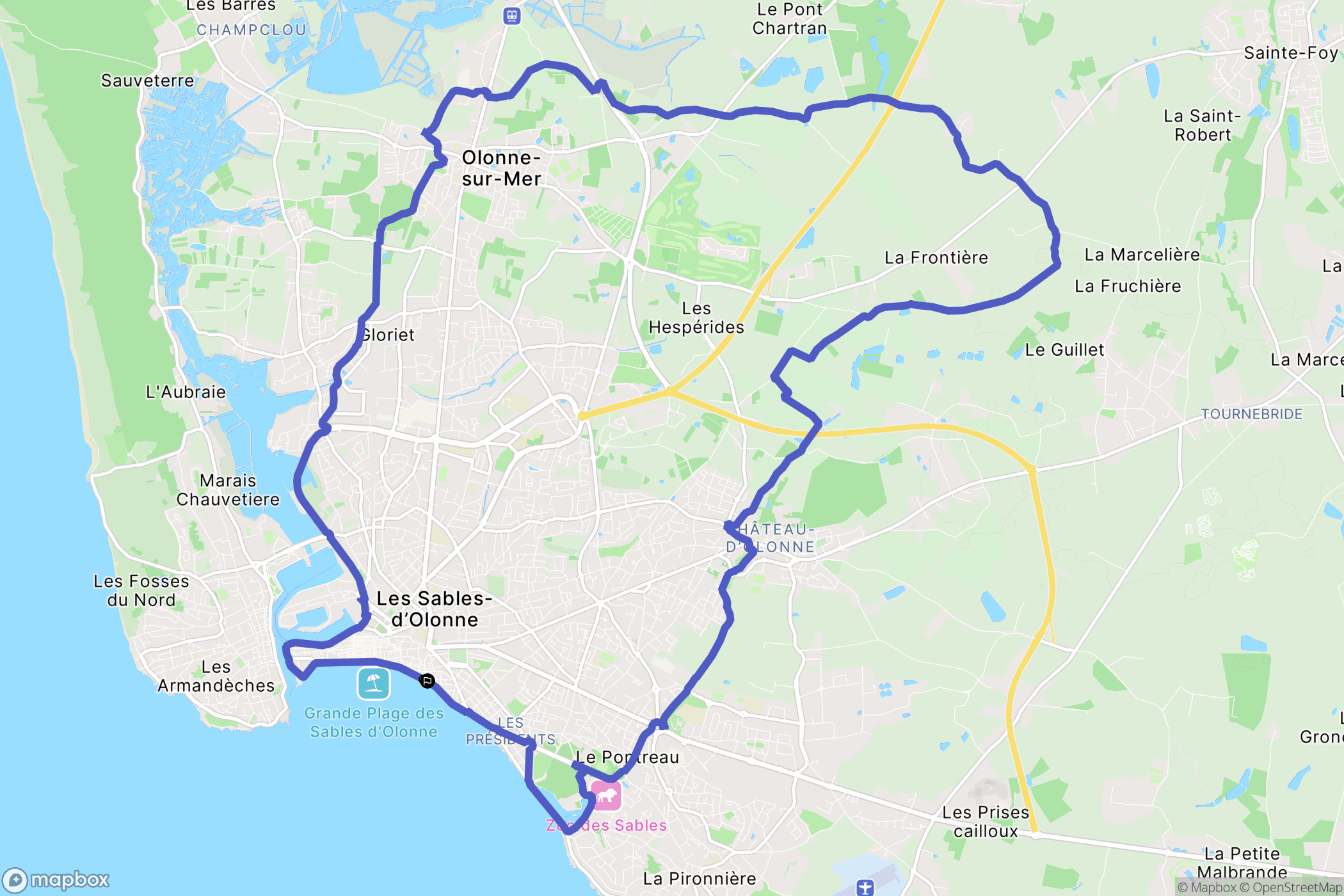 Les Sables-d'Olonne : carte du parcours de randonnée - France