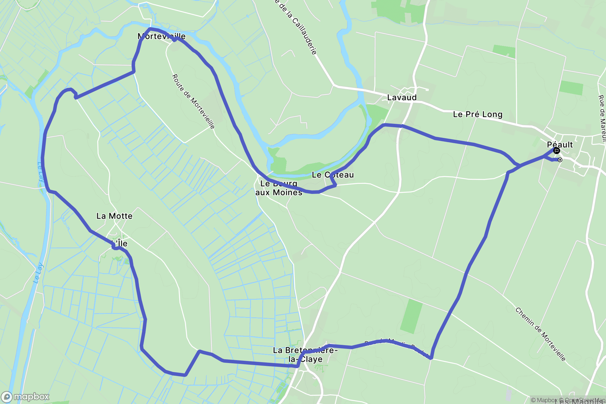 Péault : carte du parcours de randonnée - France