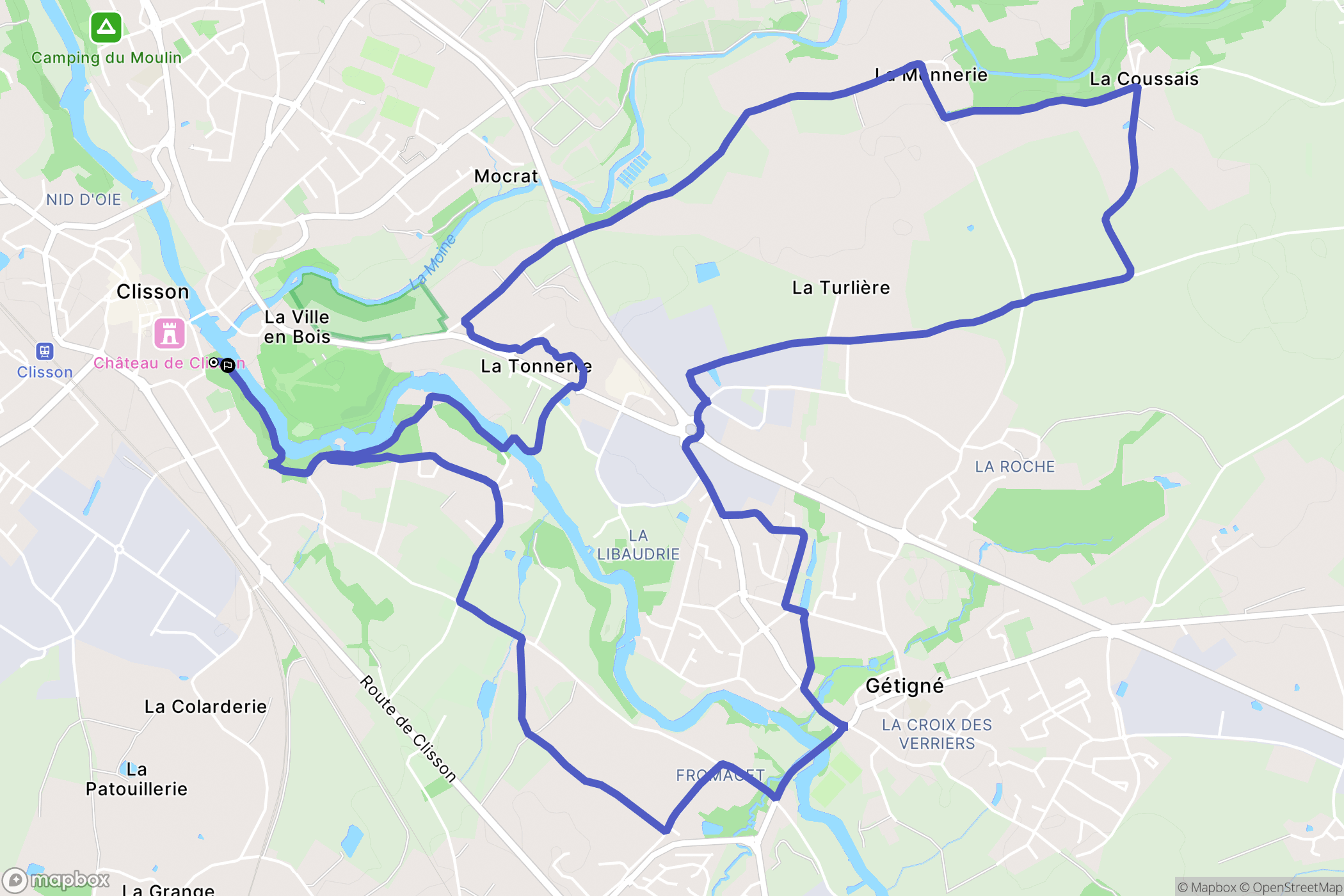 Clisson : carte du parcours de randonnée - France