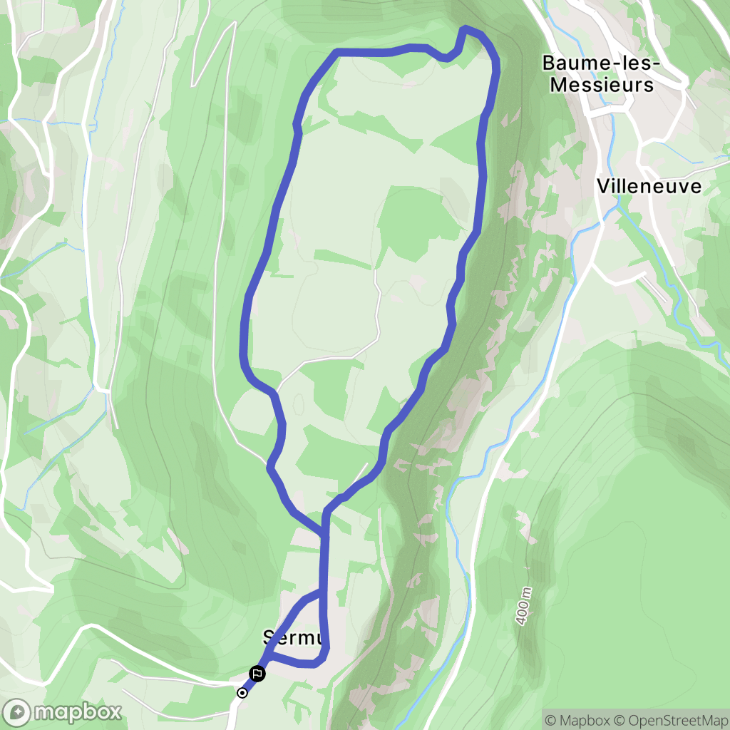 Baume-les-Messieurs : carte du parcours de randonnée - France