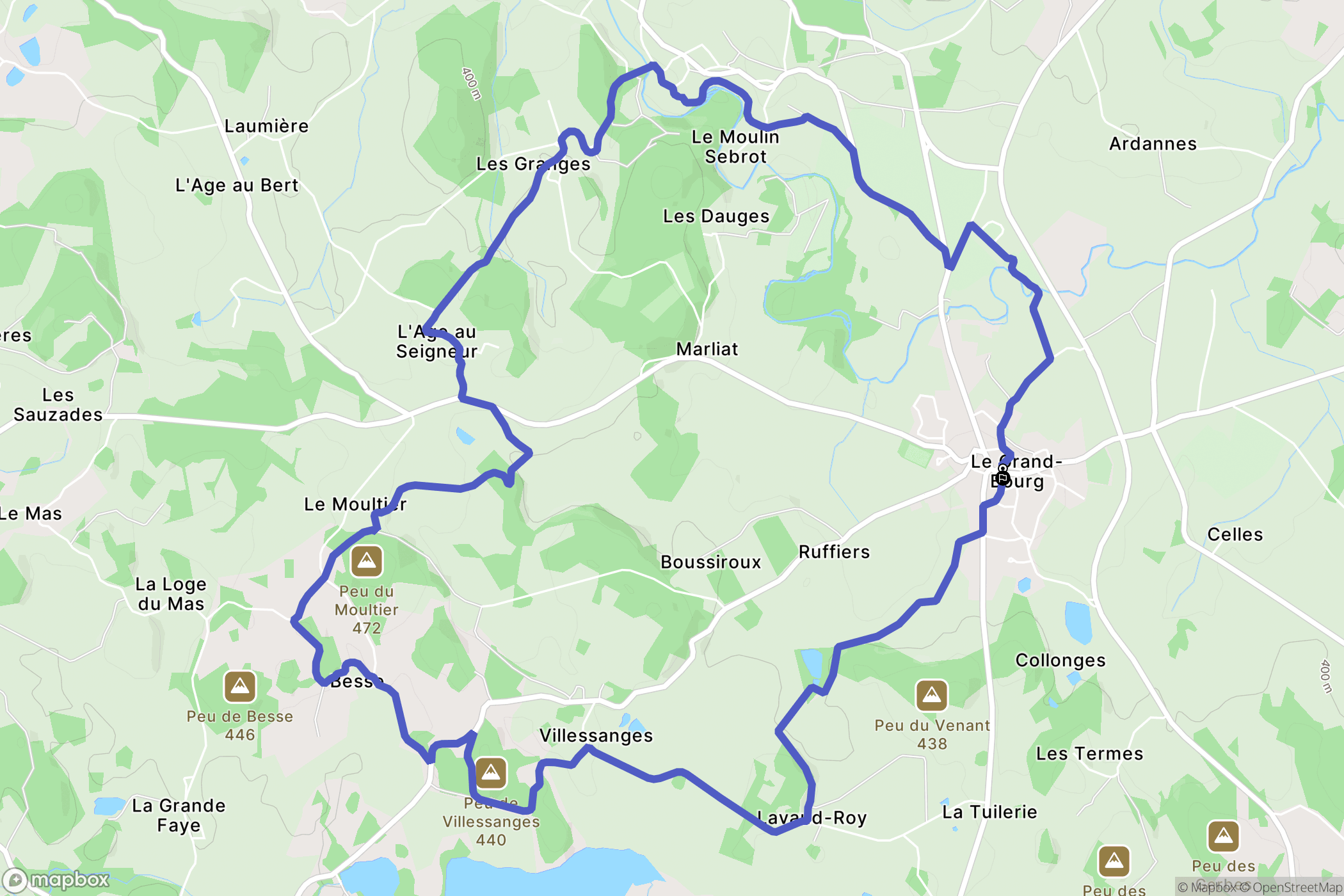Le Grand-Bourg : carte du parcours de randonnée - France