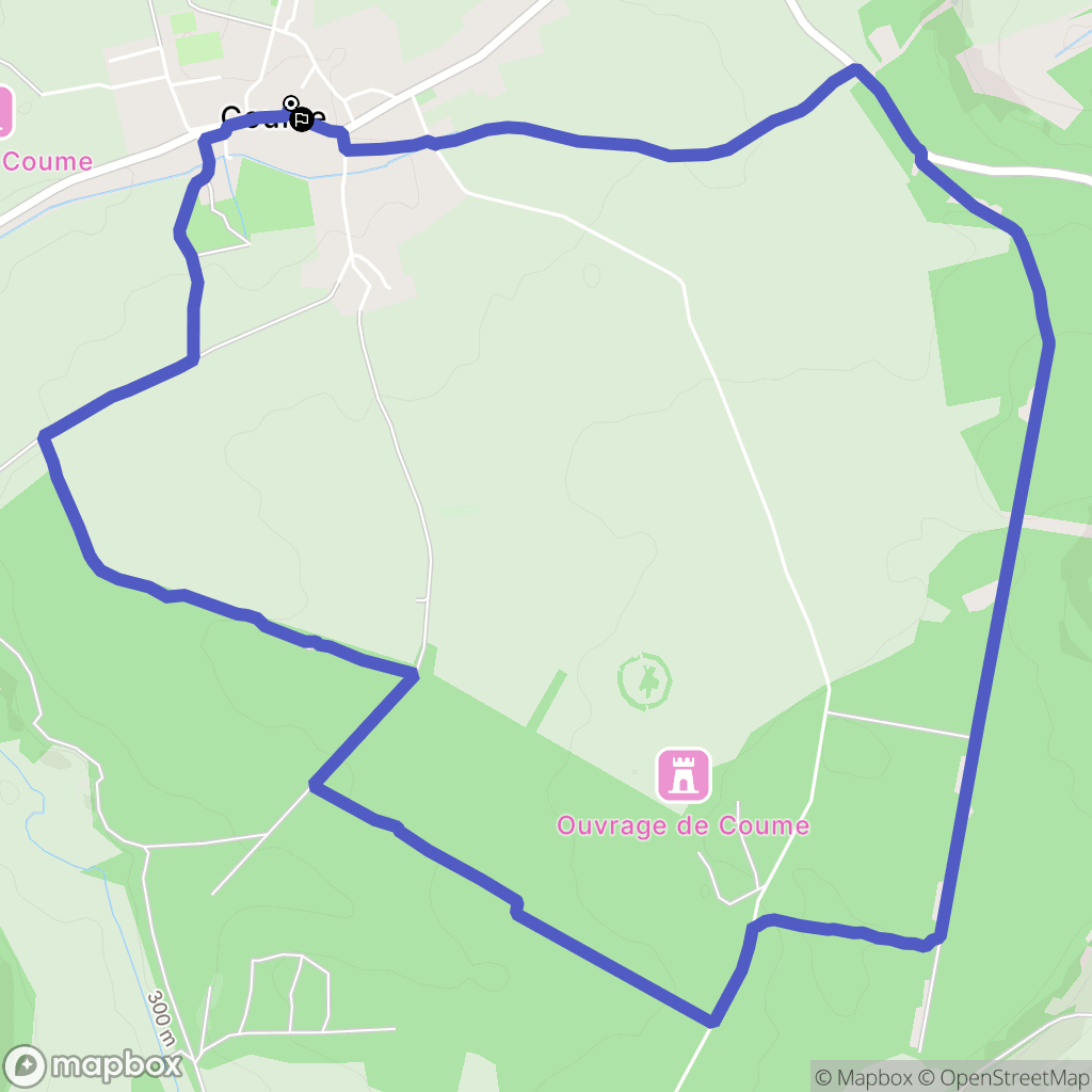 Coume : carte du parcours de randonnée - France