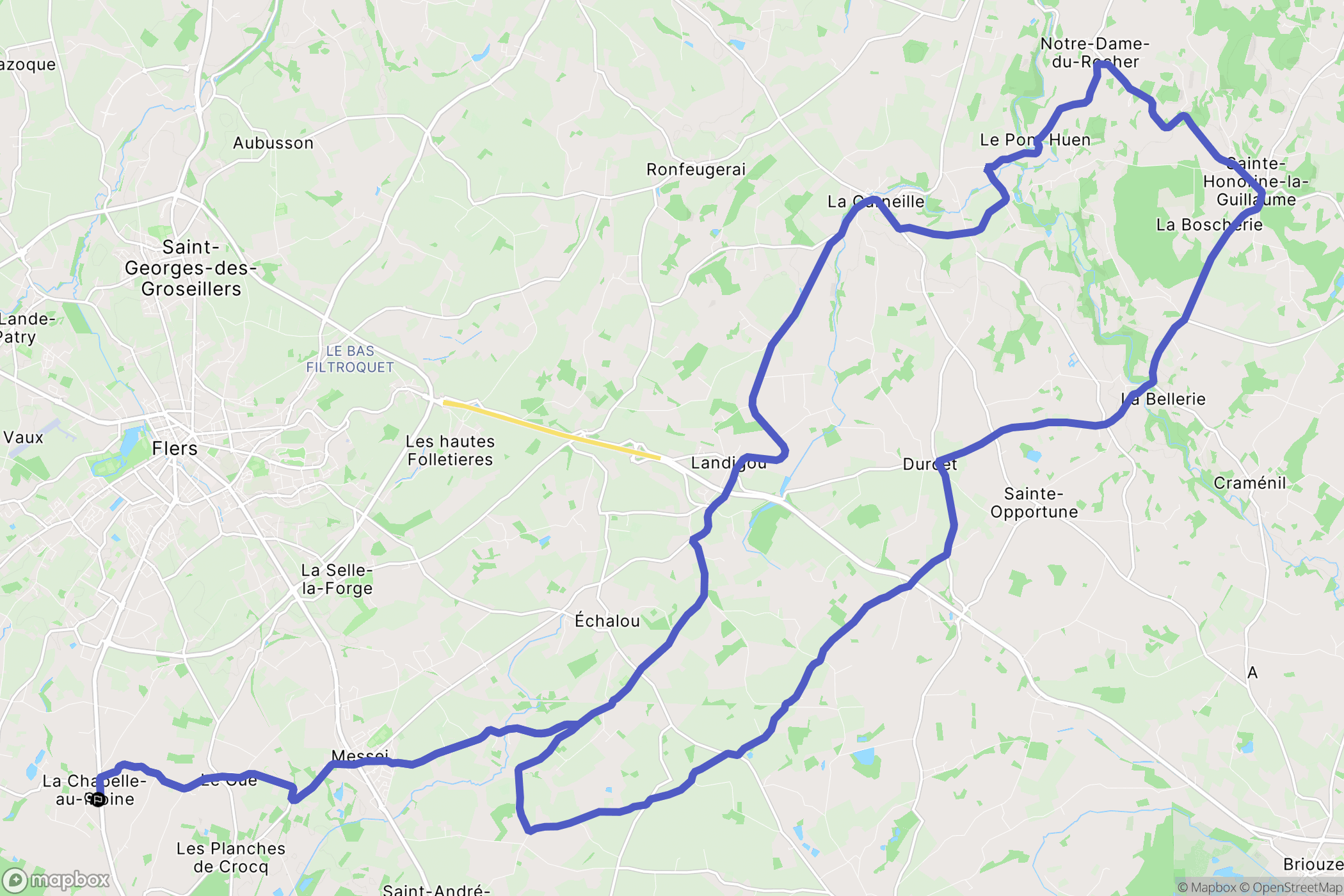La Chapelle-au-Moine : carte du parcours de randonnée - France