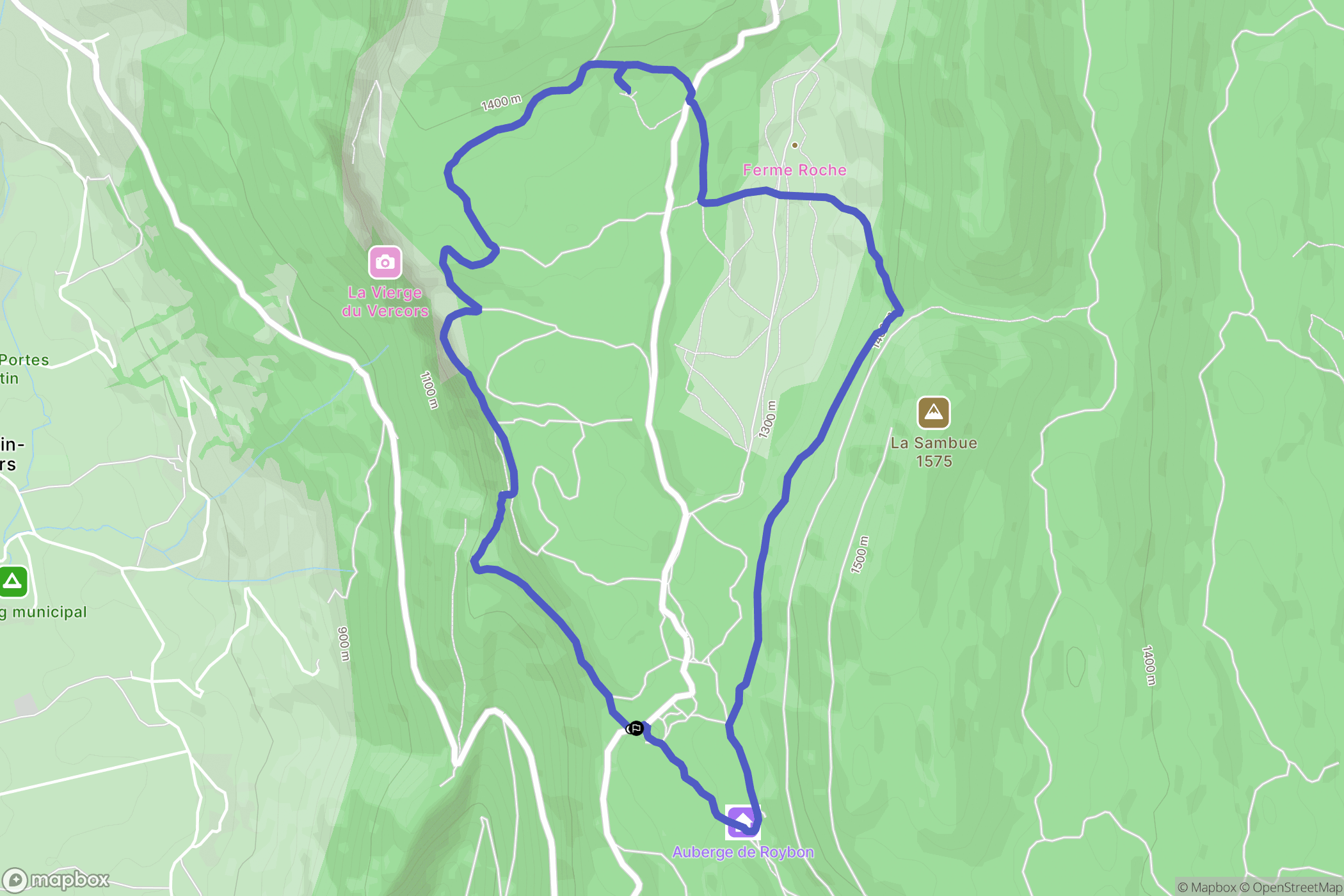 Saint-Martin-en-Vercors : carte du parcours de randonnée - France