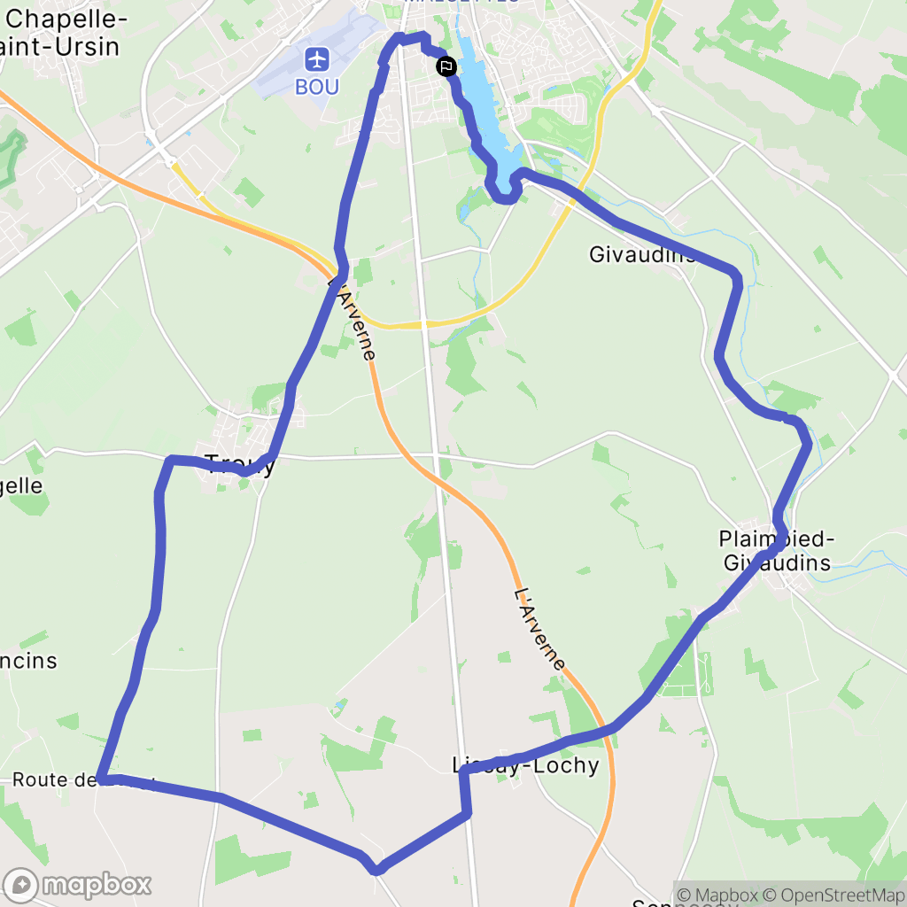 Bourges : carte du parcours de randonnée - France