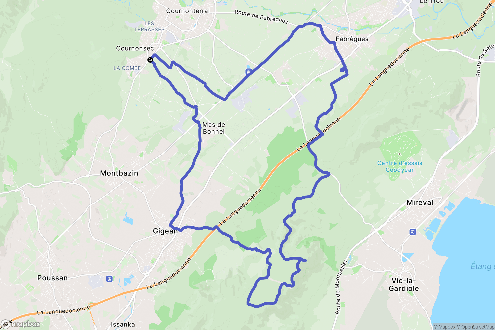 Cournonsec : carte du parcours de randonnée - France