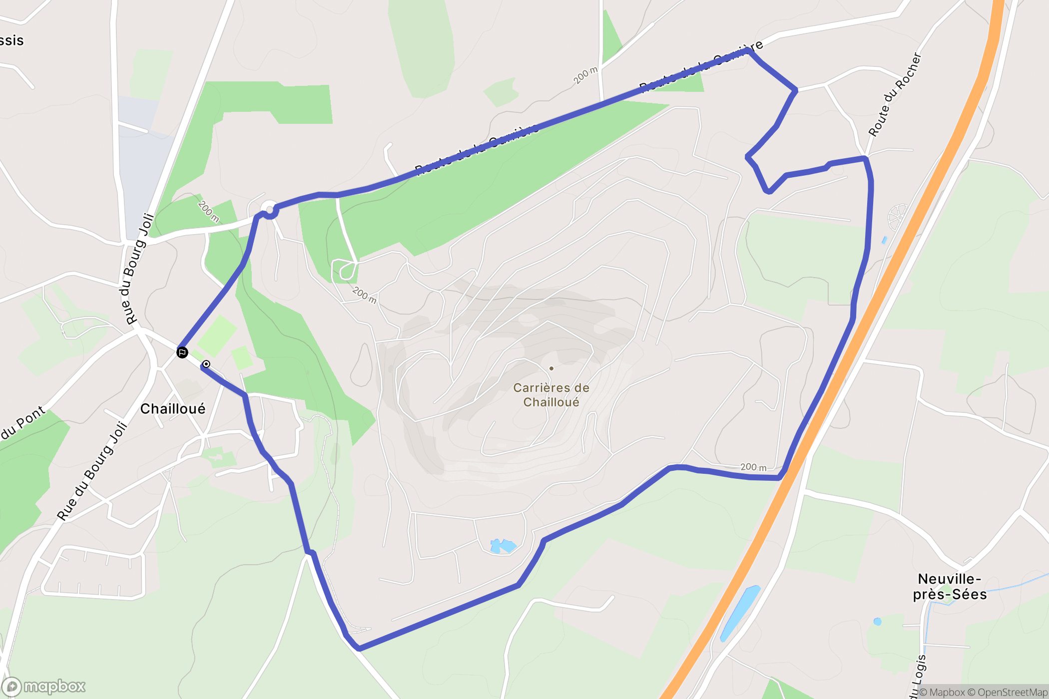 Chailloué : carte du parcours de randonnée - France