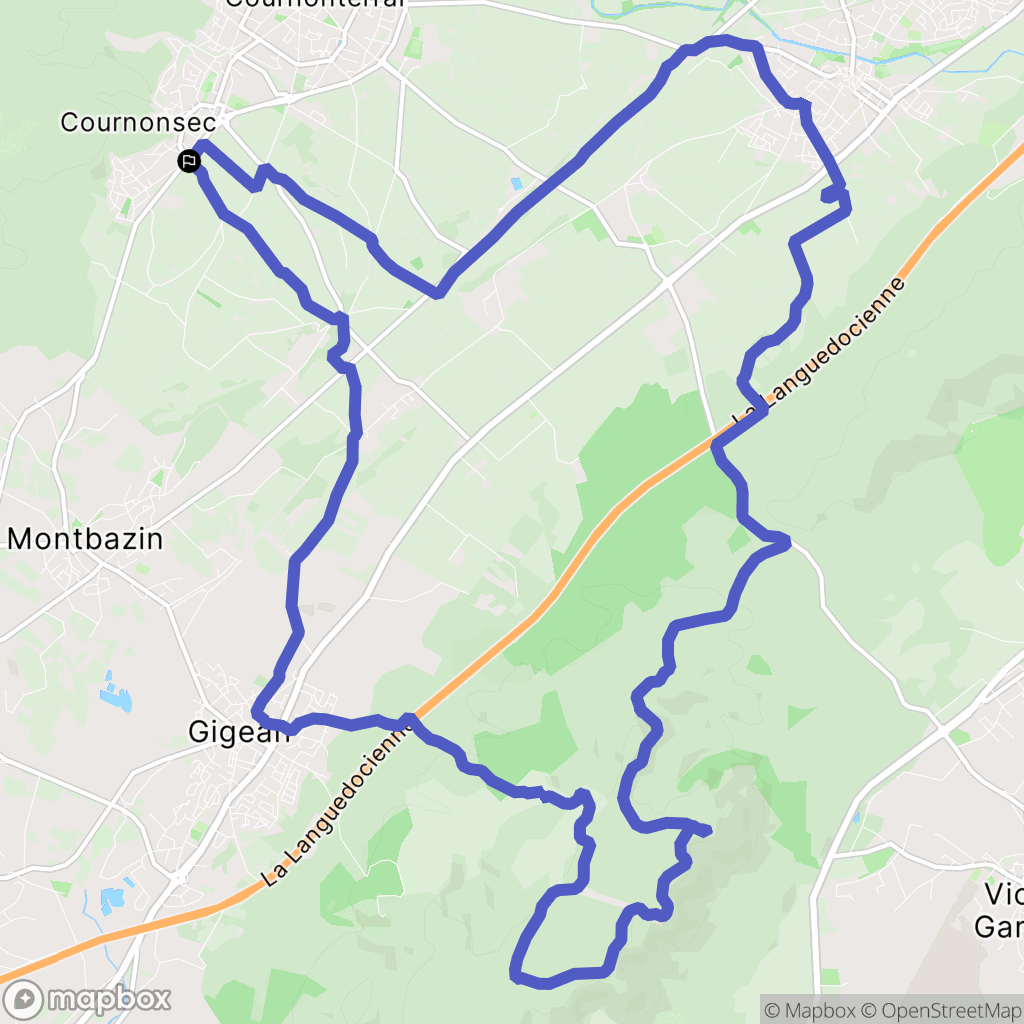 Cournonsec : carte du parcours de randonnée - France