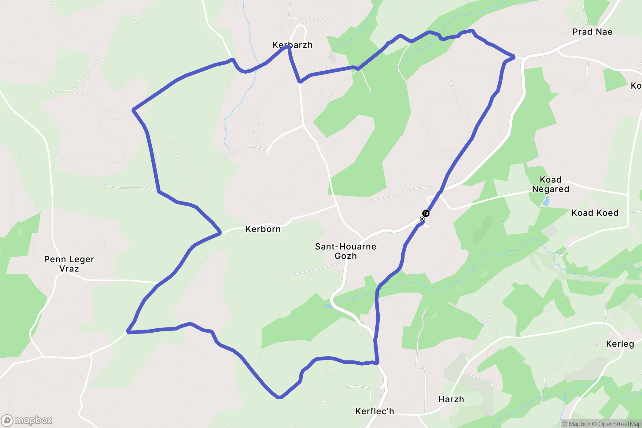 Bourbriac : carte du parcours de randonnée - France