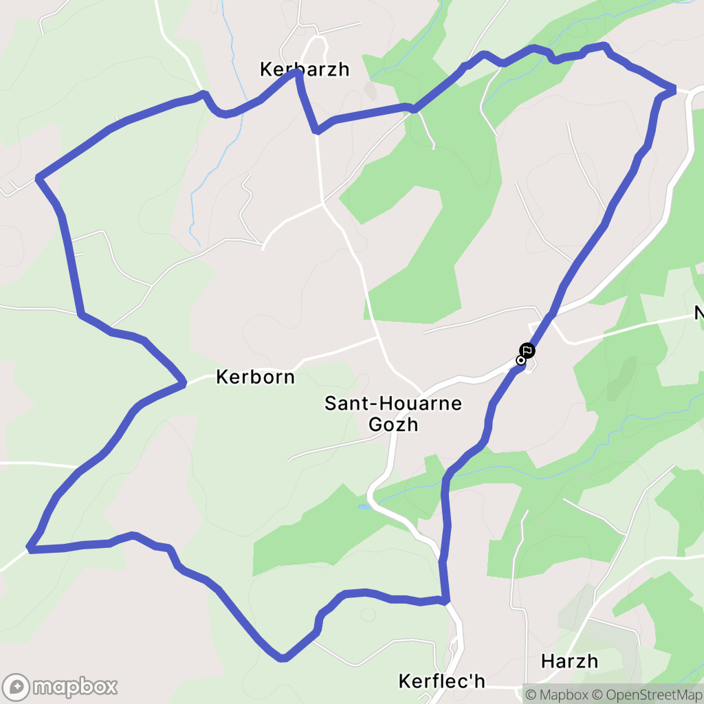 Bourbriac : carte du parcours de randonnée - France