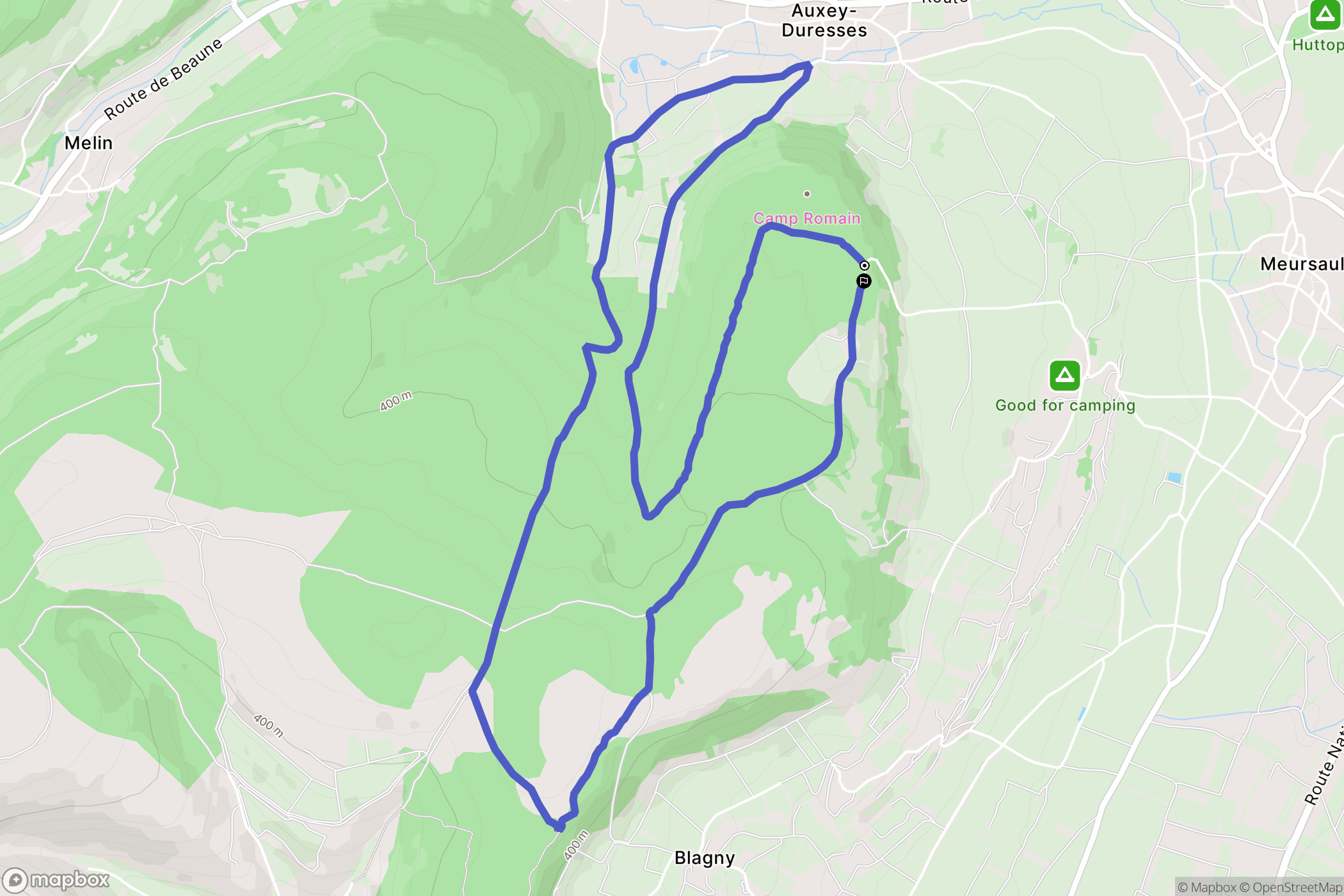 Meursault : carte du parcours de randonnée - France