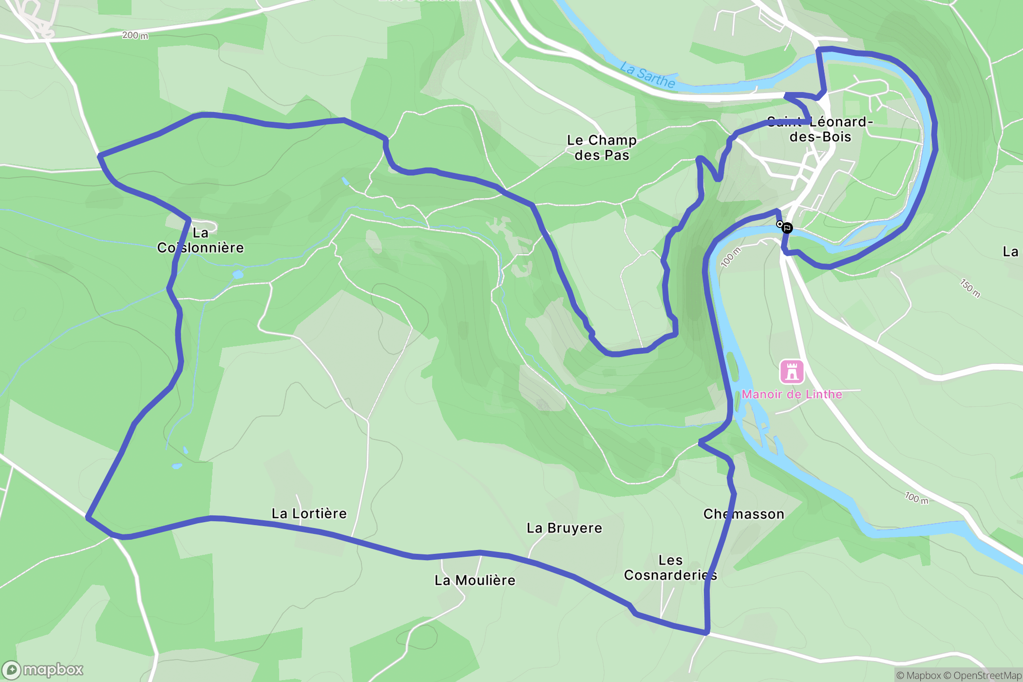 Saint-Léonard-des-Bois : carte du parcours de randonnée - France
