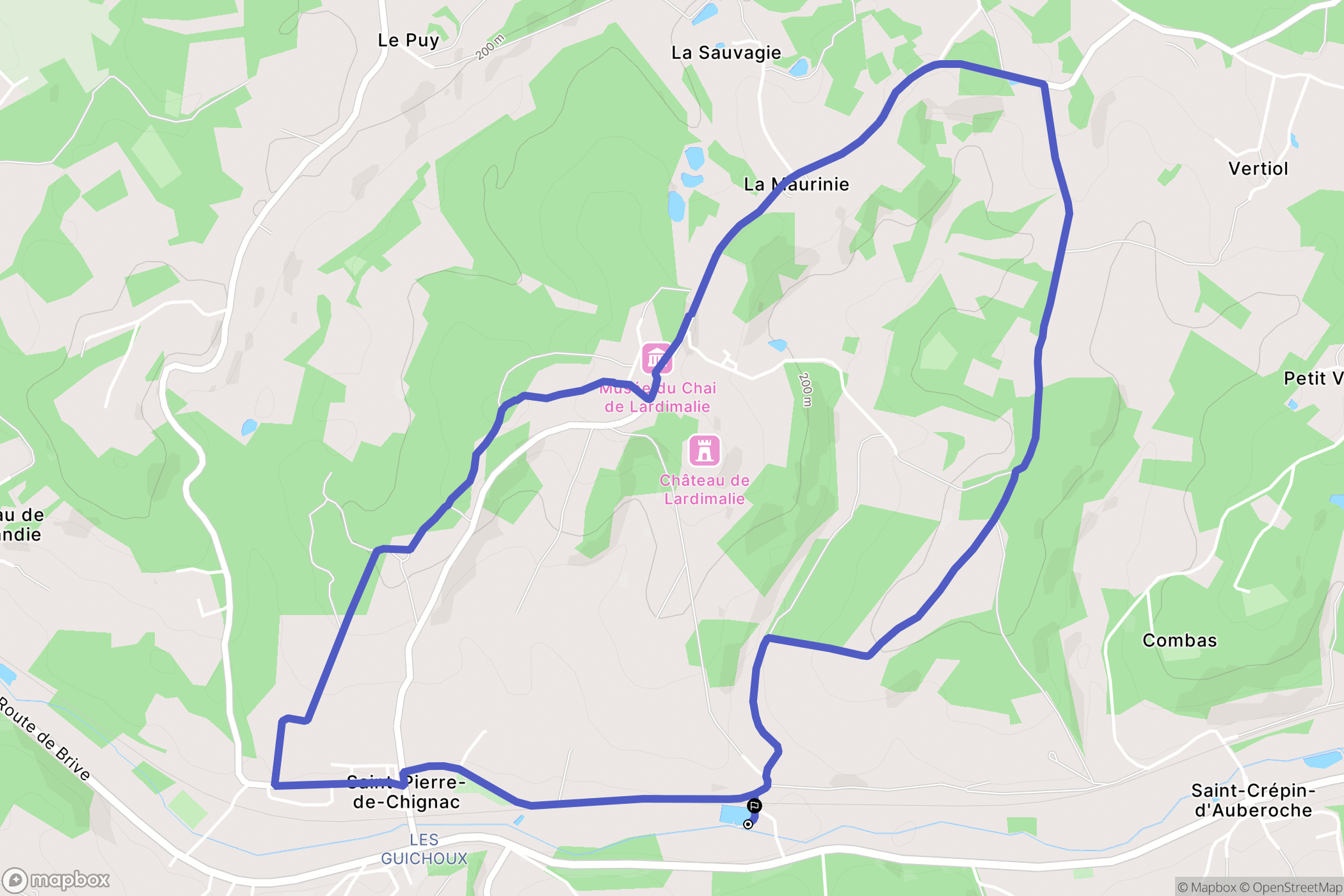 Saint-Pierre-de-Chignac : carte du parcours de randonnée - France