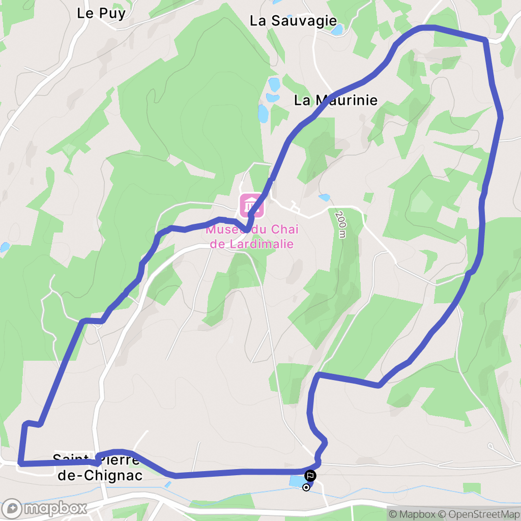 Saint-Pierre-de-Chignac : carte du parcours de randonnée - France