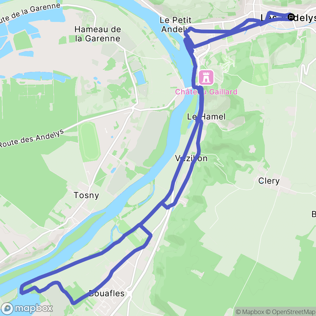 Les Andelys : carte du parcours de randonnée - France
