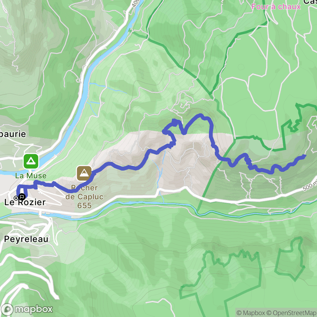 Le Rozier : carte du parcours de randonnée - France