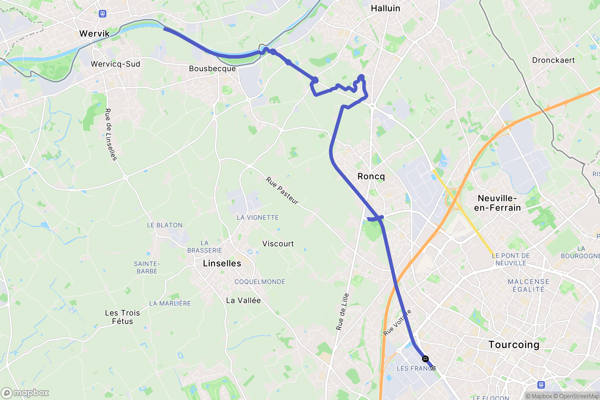 Tourcoing : carte du parcours de randonnée - France