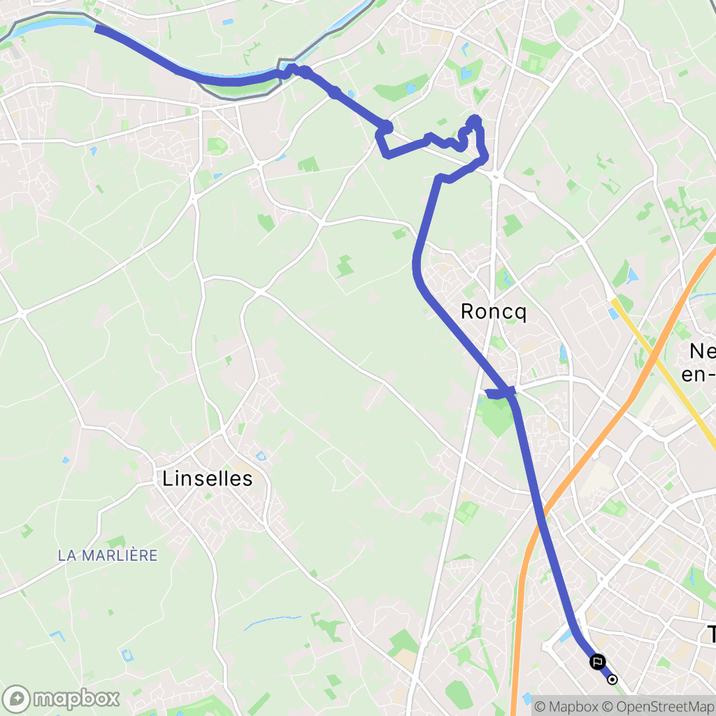 Tourcoing : carte du parcours de randonnée - France