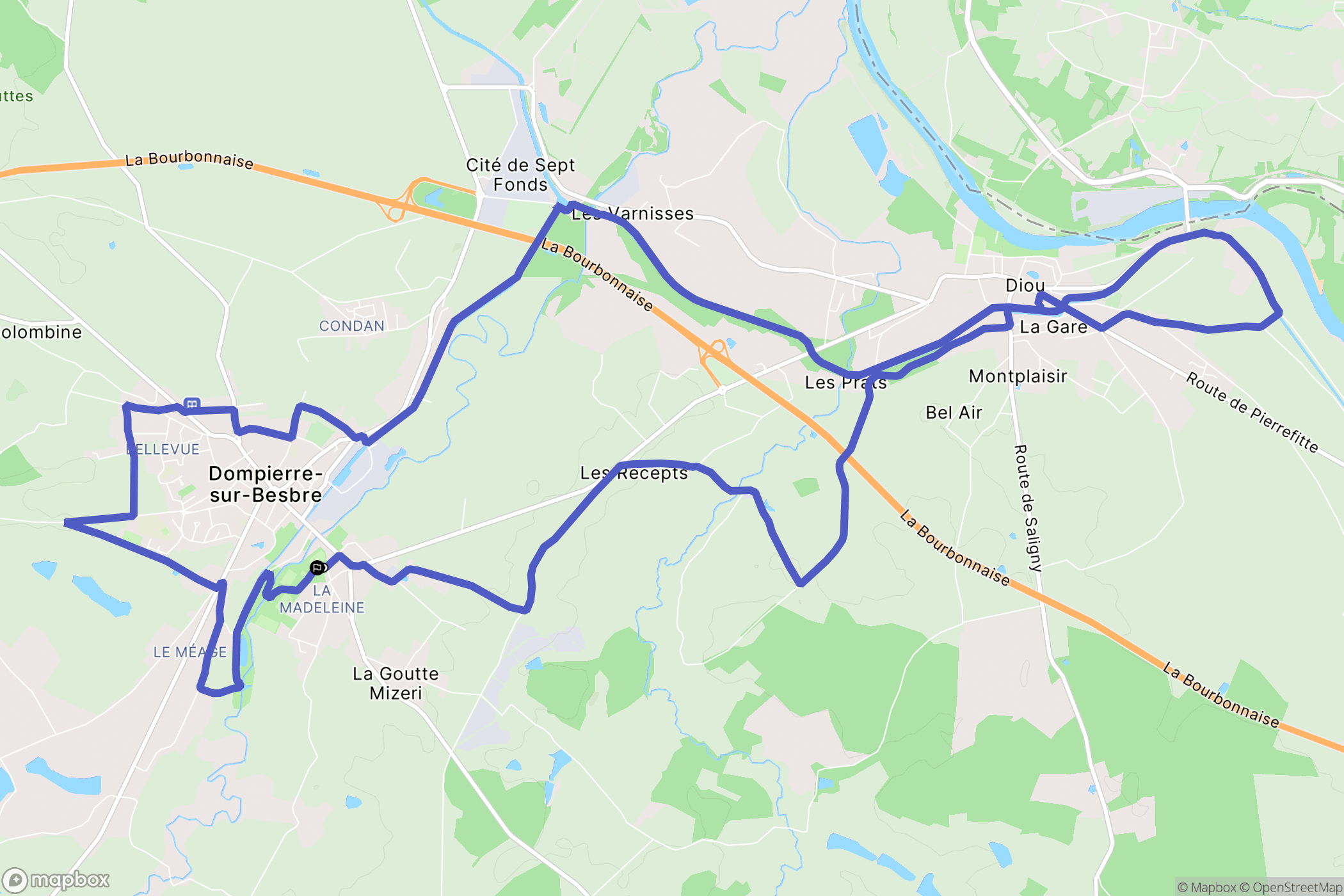 Dompierre-sur-Besbre : carte du parcours de randonnée - France