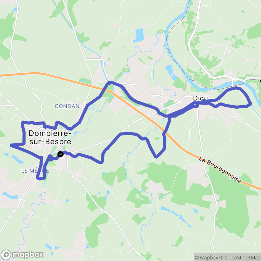 Dompierre-sur-Besbre : carte du parcours de randonnée - France