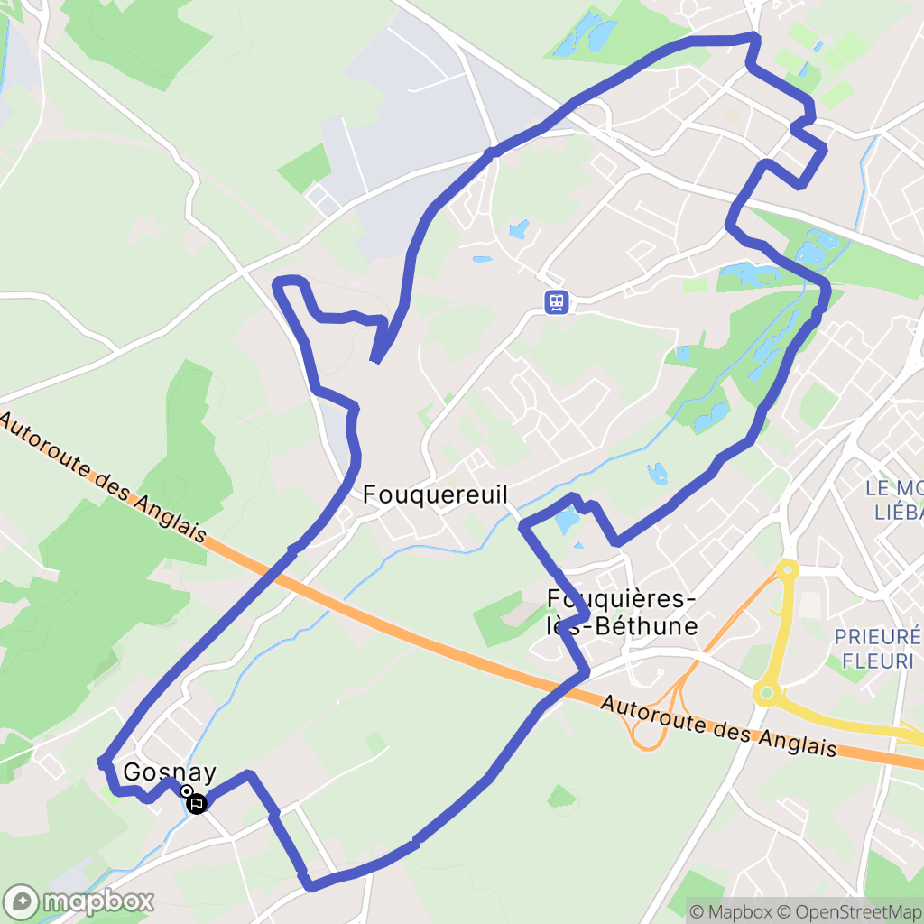 Gosnay : carte du parcours de randonnée - France
