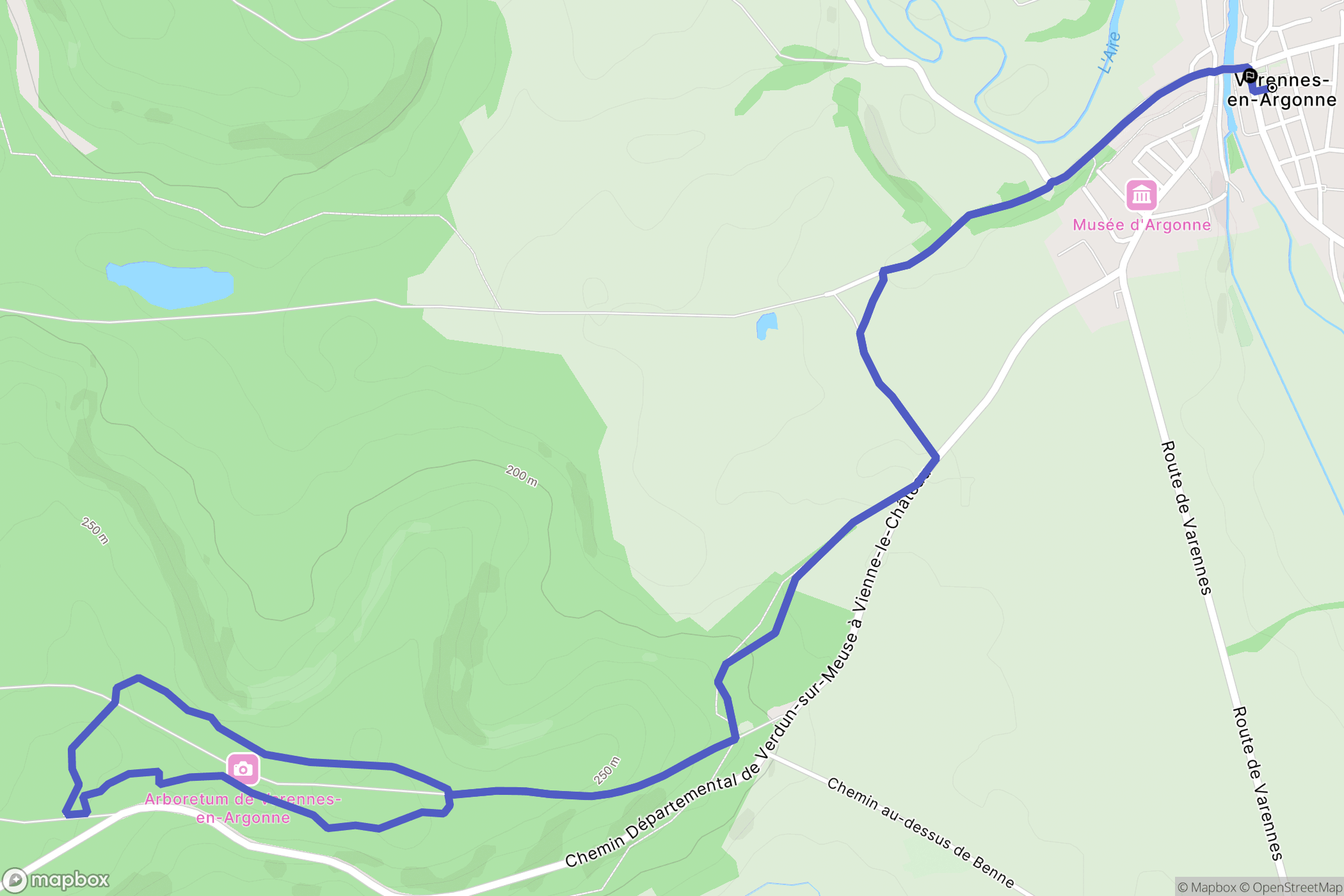 Varennes-en-Argonne : carte du parcours de randonnée - France