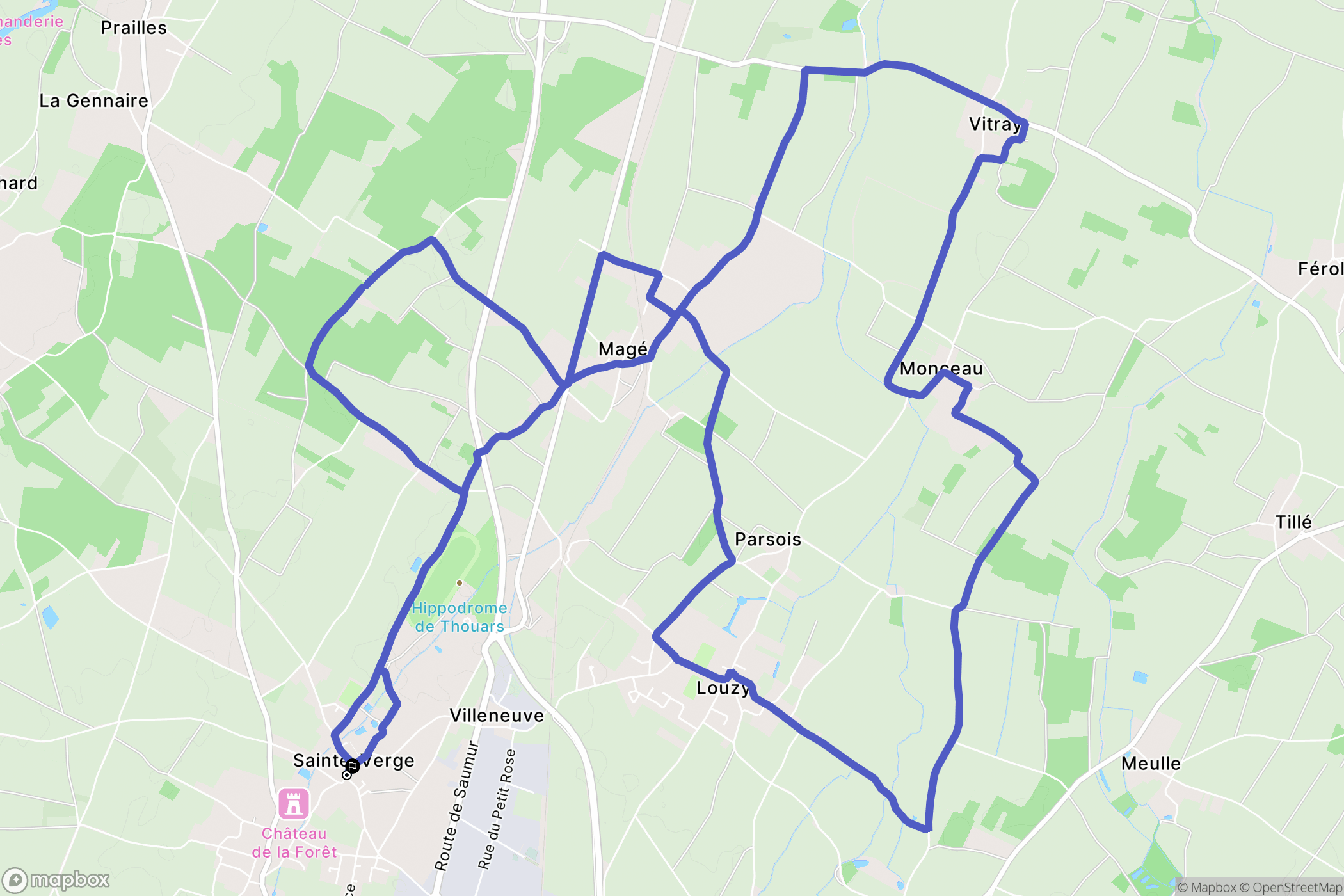 Sainte-Verge : carte du parcours de randonnée - France