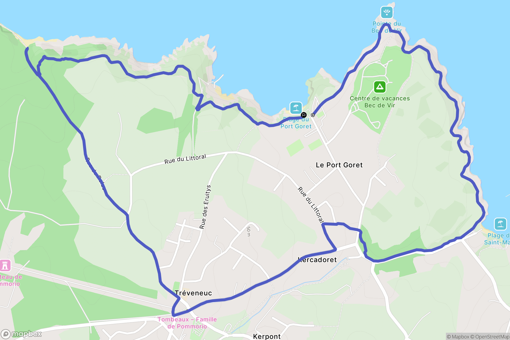 Tréveneuc : carte du parcours de randonnée - France
