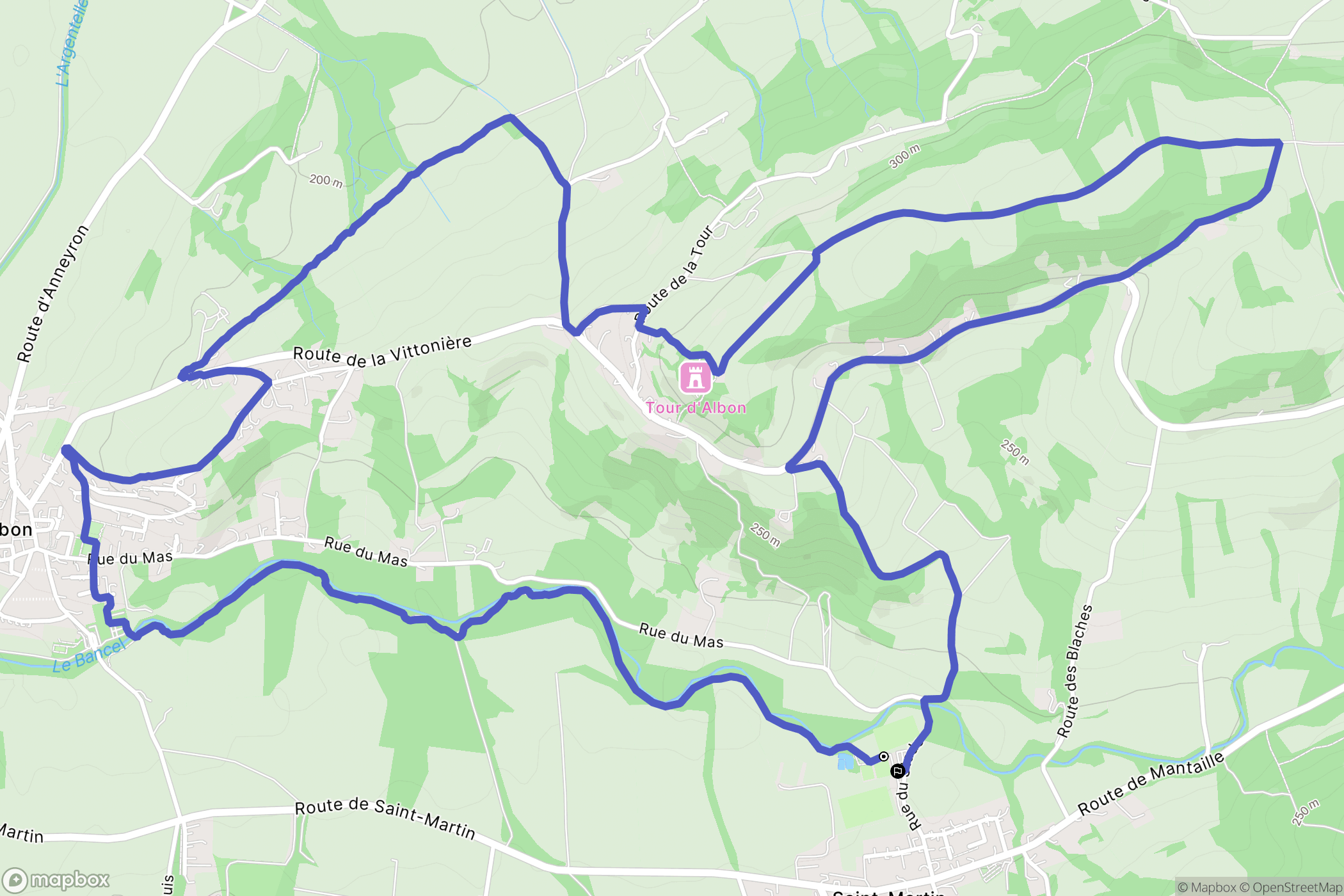 Albon : carte du parcours de randonnée - France