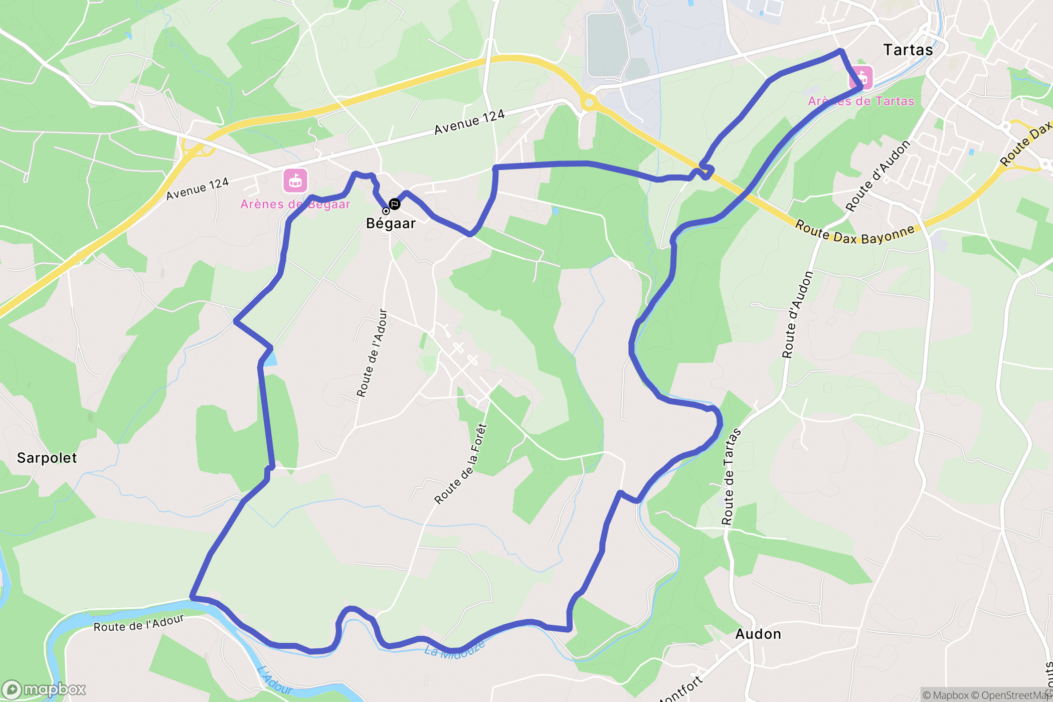 Bégaar : carte du parcours de randonnée - France