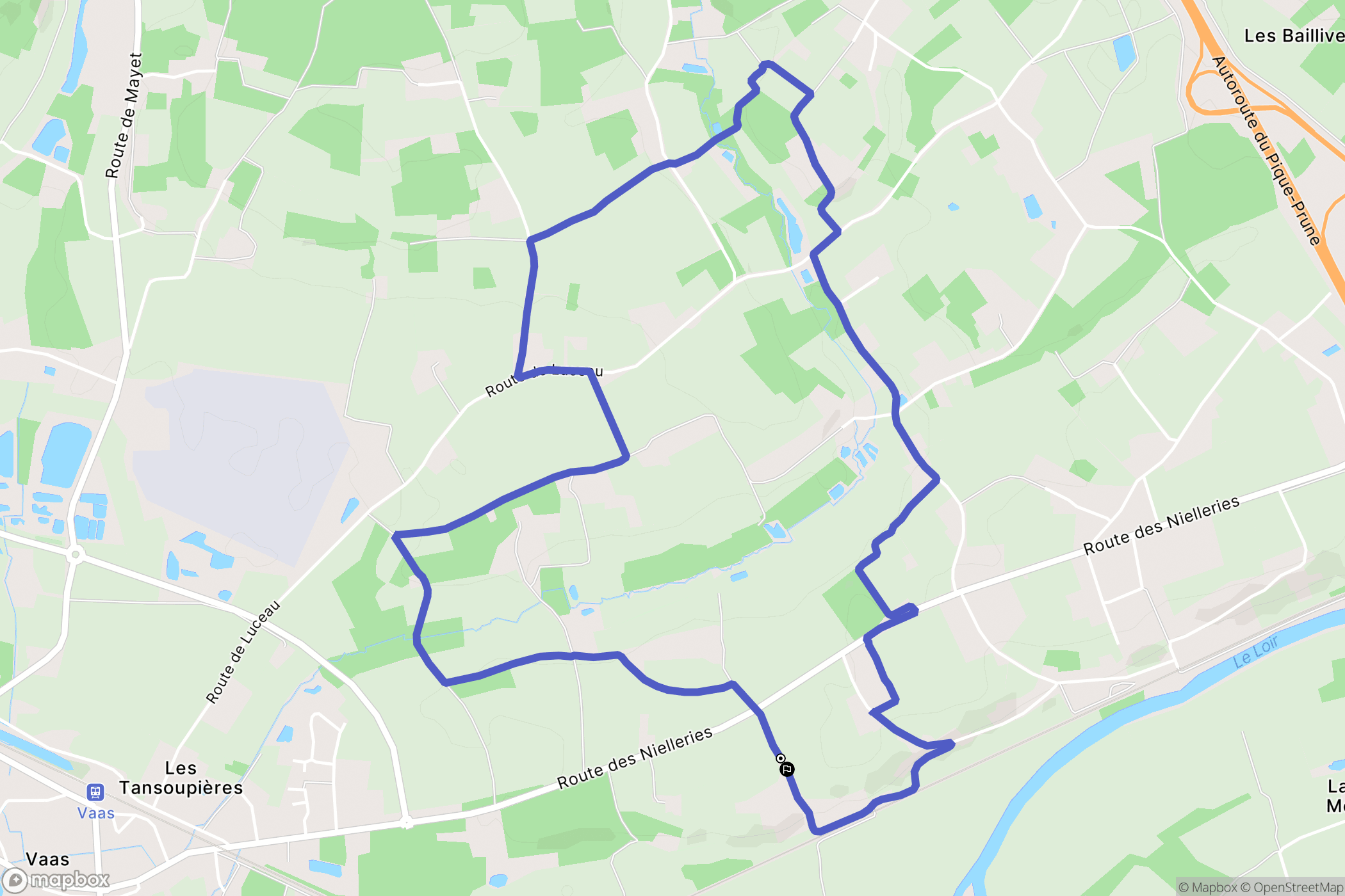 Vaas : carte du parcours de randonnée - France