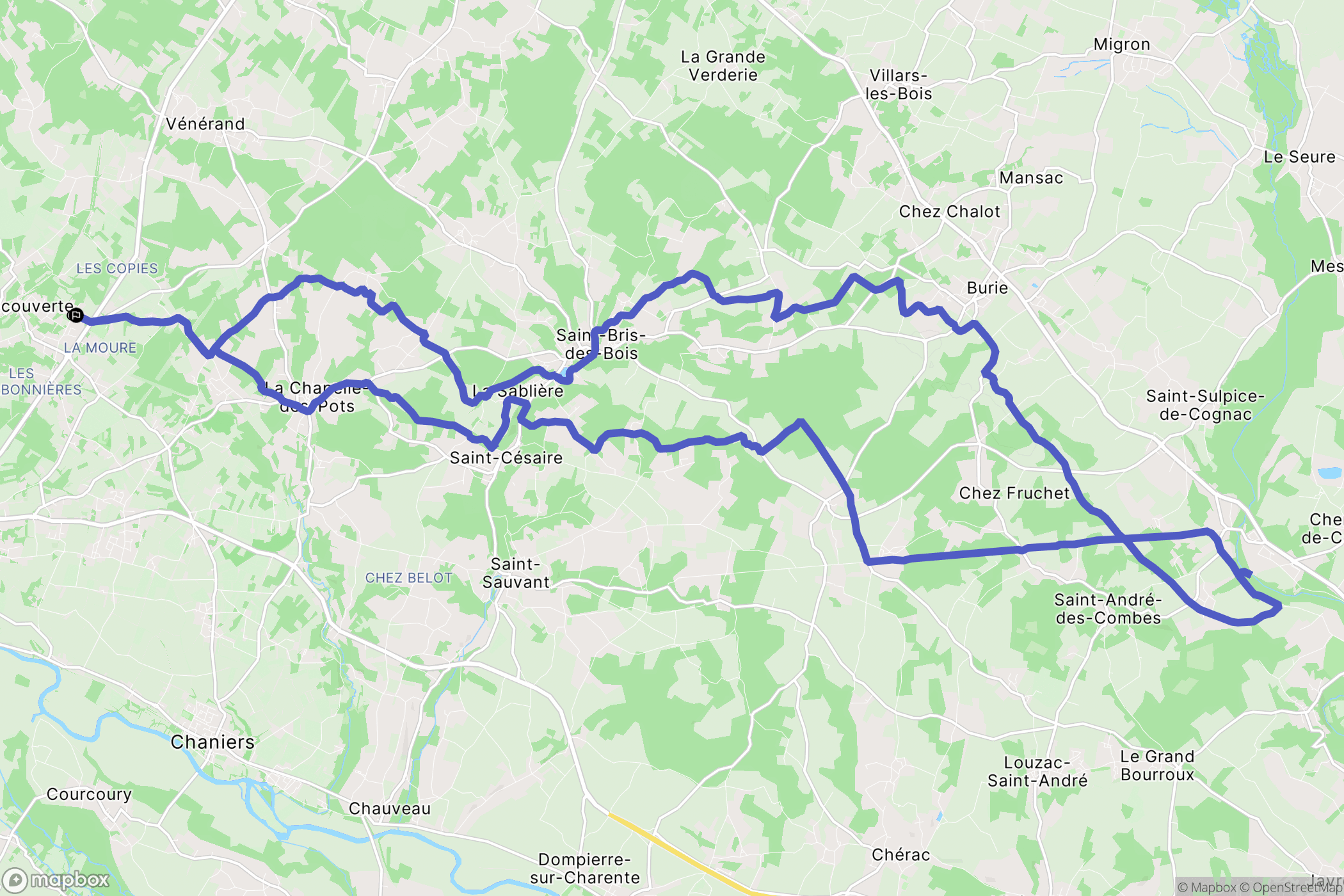 Fontcouverte : carte du parcours de randonnée - France