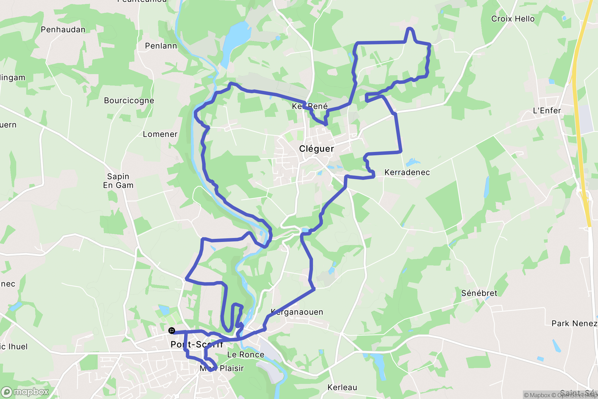 Pont-Scorff : carte du parcours de randonnée - France