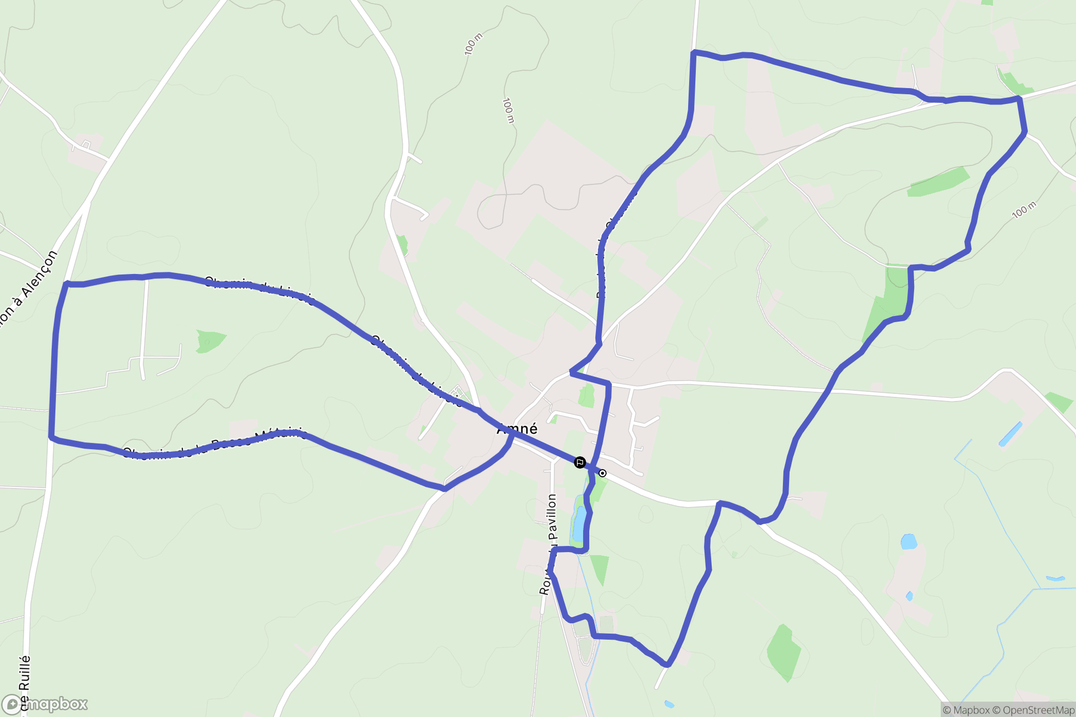 Amné : carte du parcours de randonnée - France