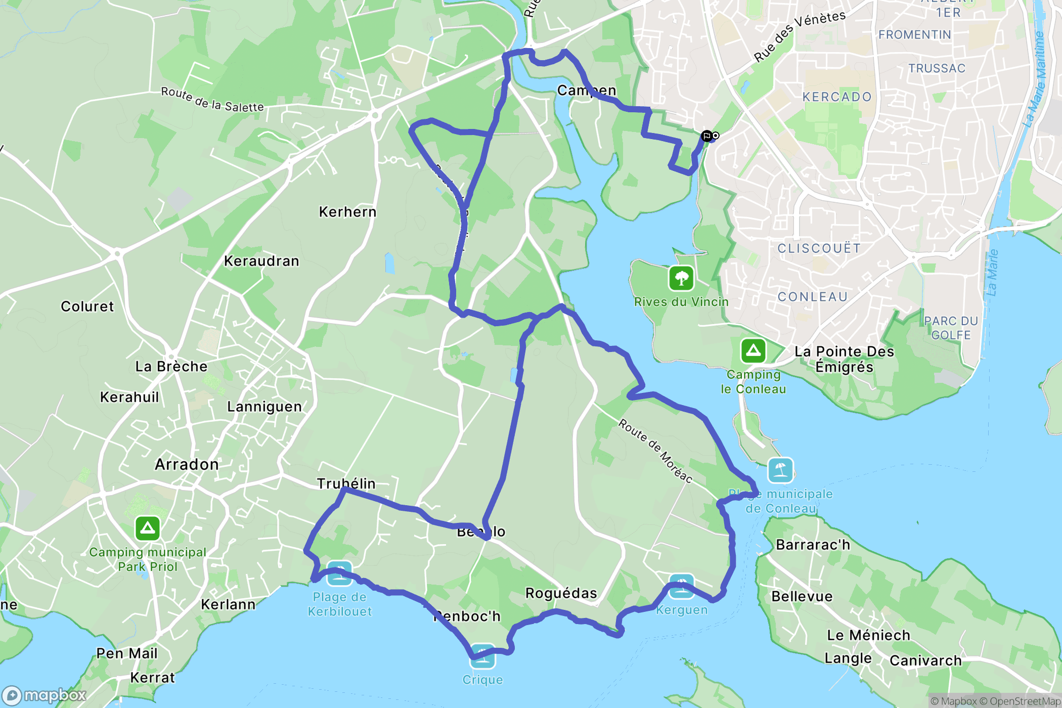 Vannes : carte du parcours de randonnée - France